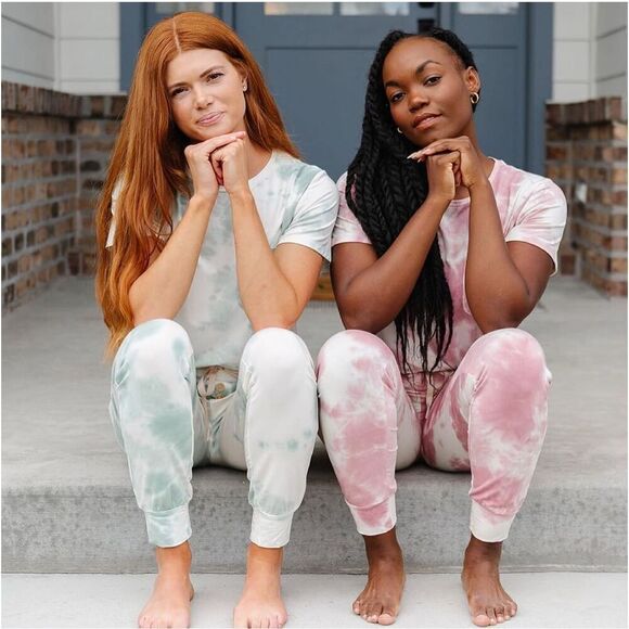 Small(S)Lates by Kate intimates tie dye pajama lounge set crewneck joggers Pjs - Picture 7 of 8